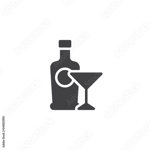 Martini bottle and glass vector icon