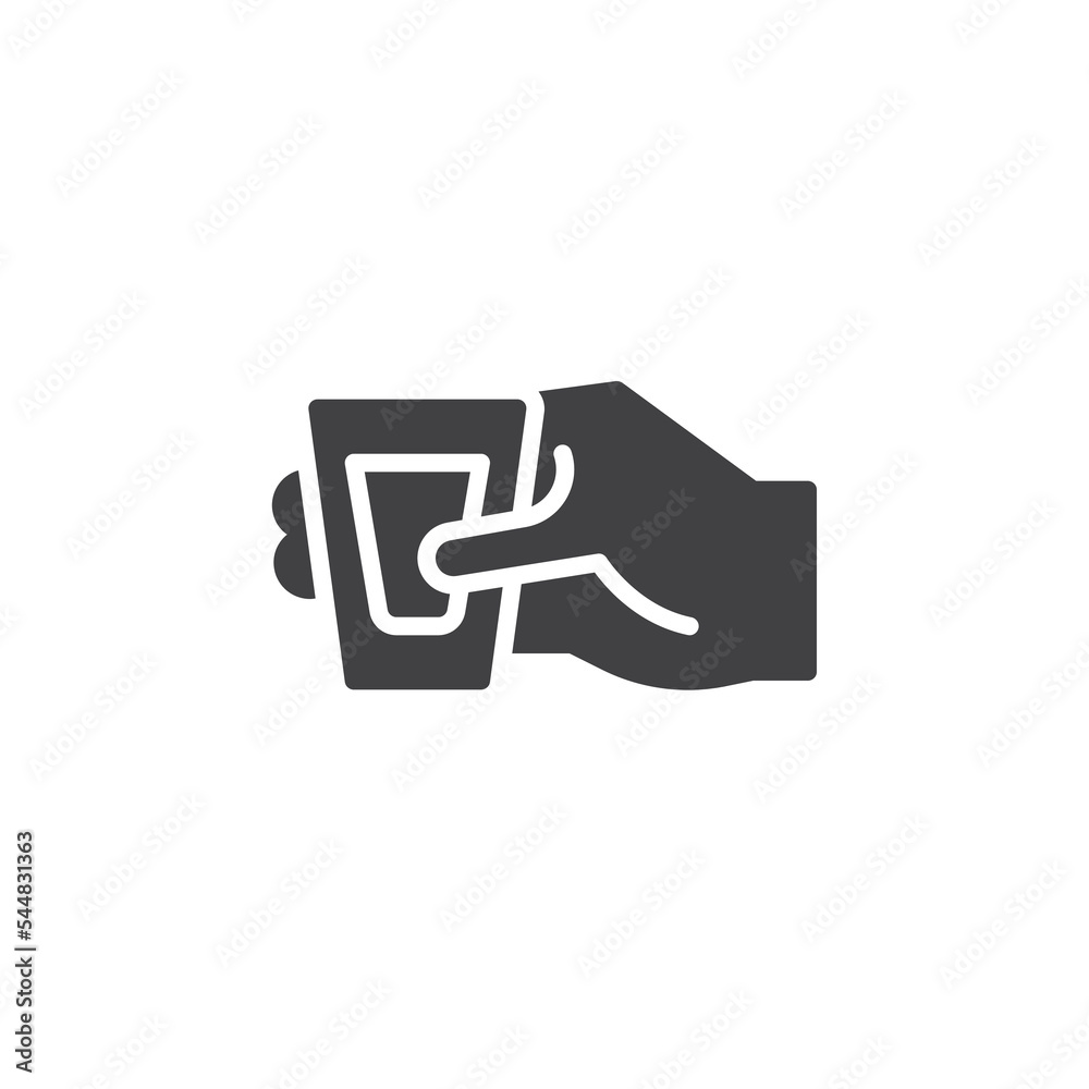 Vodka shot in hand vector icon Vodka shot in hand vector icon