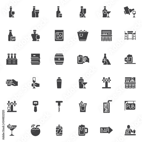 Alcoholic beverages vector icons set
