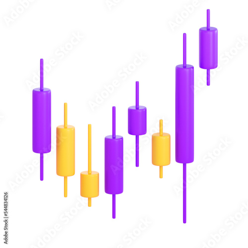 3d candle stick graph.  Stock exchange, business investment, trading and finance concept. Realistic 3d high quality render photo