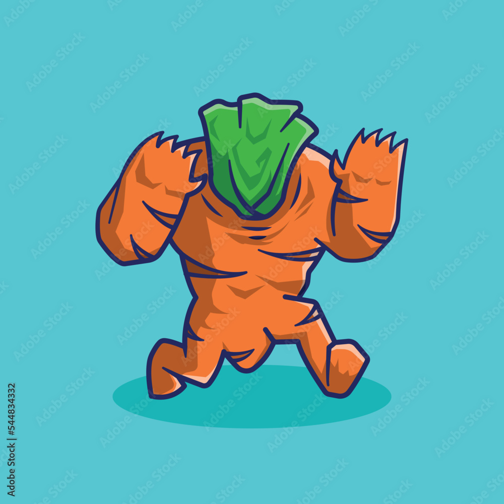 Obraz premium cartoon carrot monster illustration simple logo icon