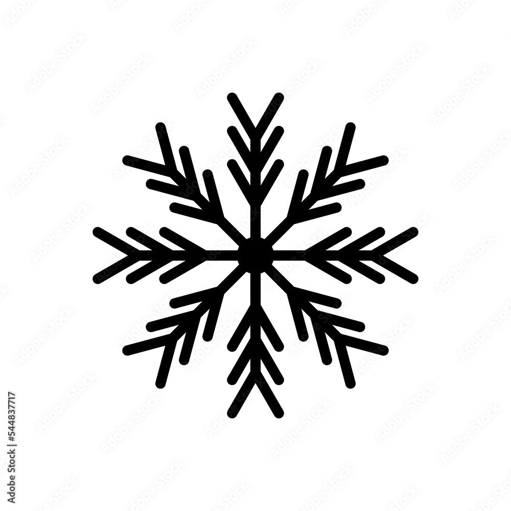 Snowflake icon, vector, sign, symbol. Black snowflake on white. Flat Snowflake icon, vector, sign, symbol. Black snowflake on white. Flat