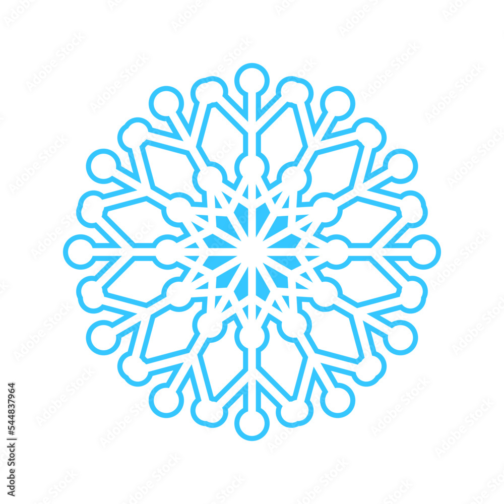 Simple snowflake made of blue lines. Festive decoration for New Year and Christmas, symbol of winter, element for design. Vector illustration Simple snowflake made of blue lines. Festive decoration for New Year and Christmas, symbol of winter, element for design. Vector illustration