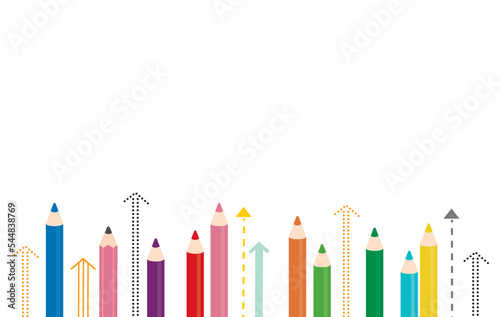 色鉛筆　矢印上昇　ペイントイラスト