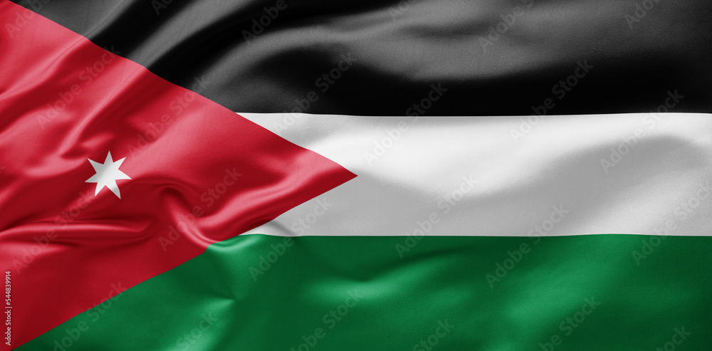  Waving national flag of Jordan