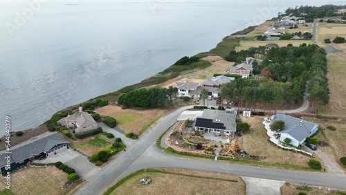 Aerial view of nice waterfront retirement community on Whidbey Island. photo