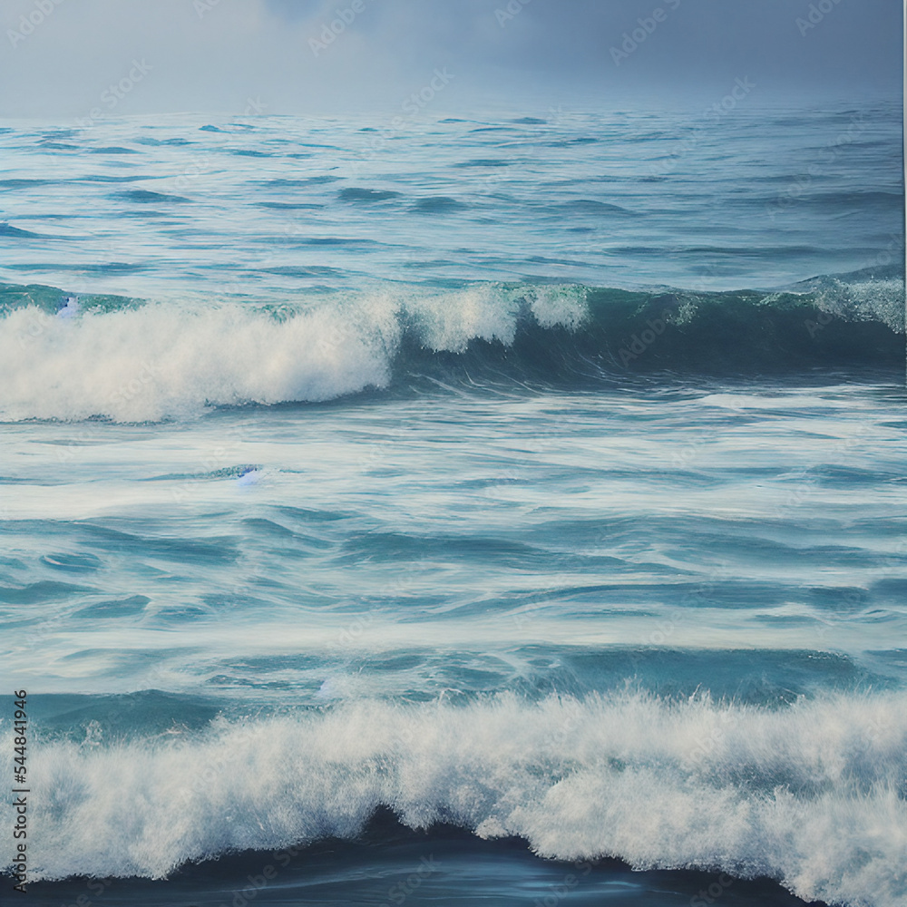 Ocean Waves Oil Painting High Detail