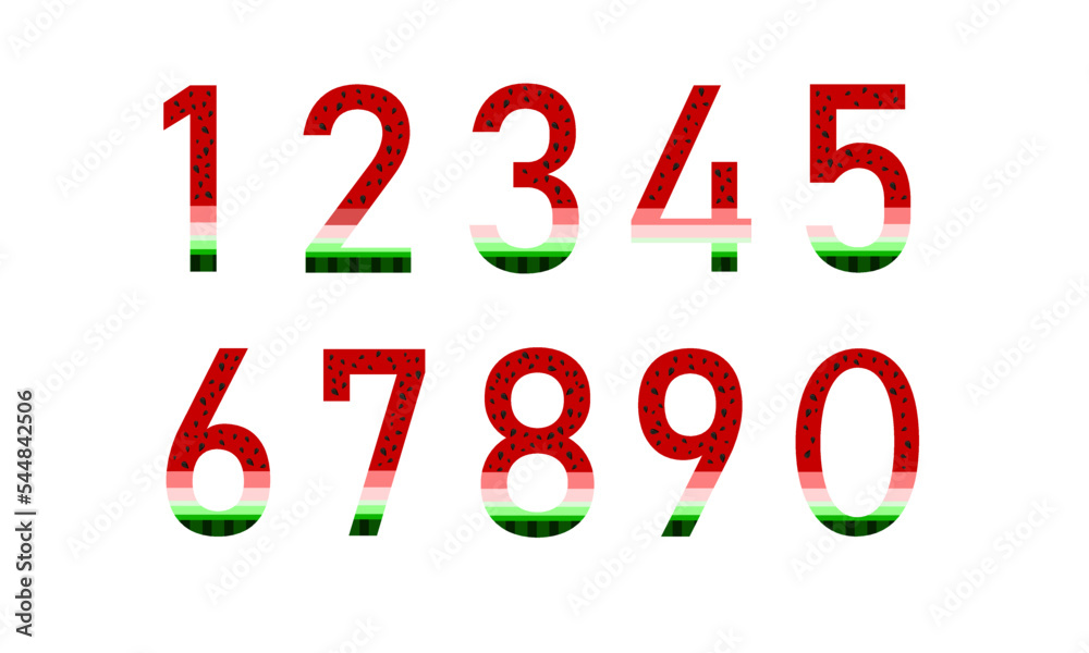 Numbers. Numbers for kids. watermelon textur. Numbers. Numbers for kids. watermelon textur.