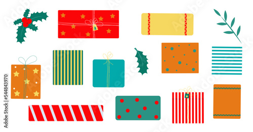 Set of gift boxes for promotion design. Vector holiday illustration. Trendy design. Banner design. Colorful trendy vector set.