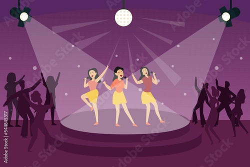 Female singers singing together in night club