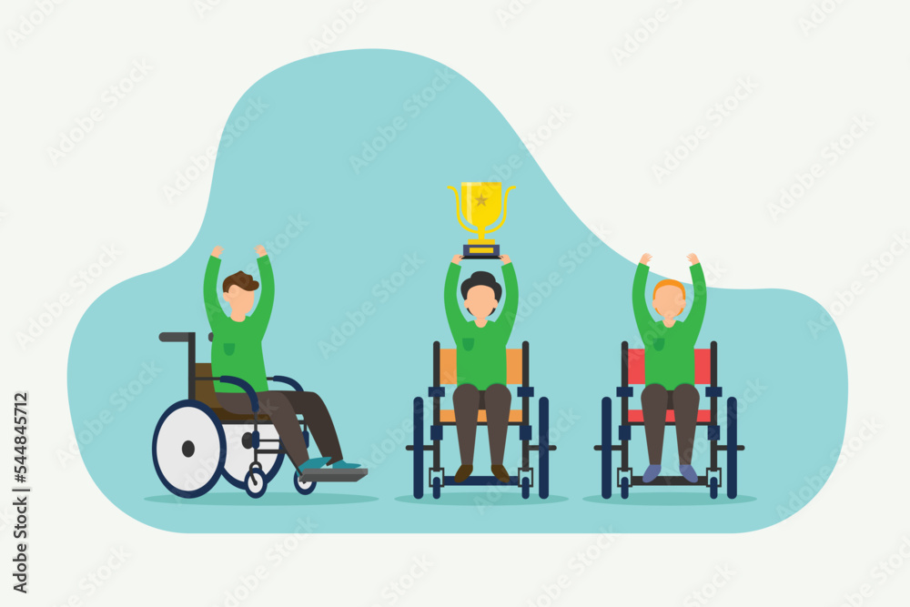 Group of disabled men winning the competition