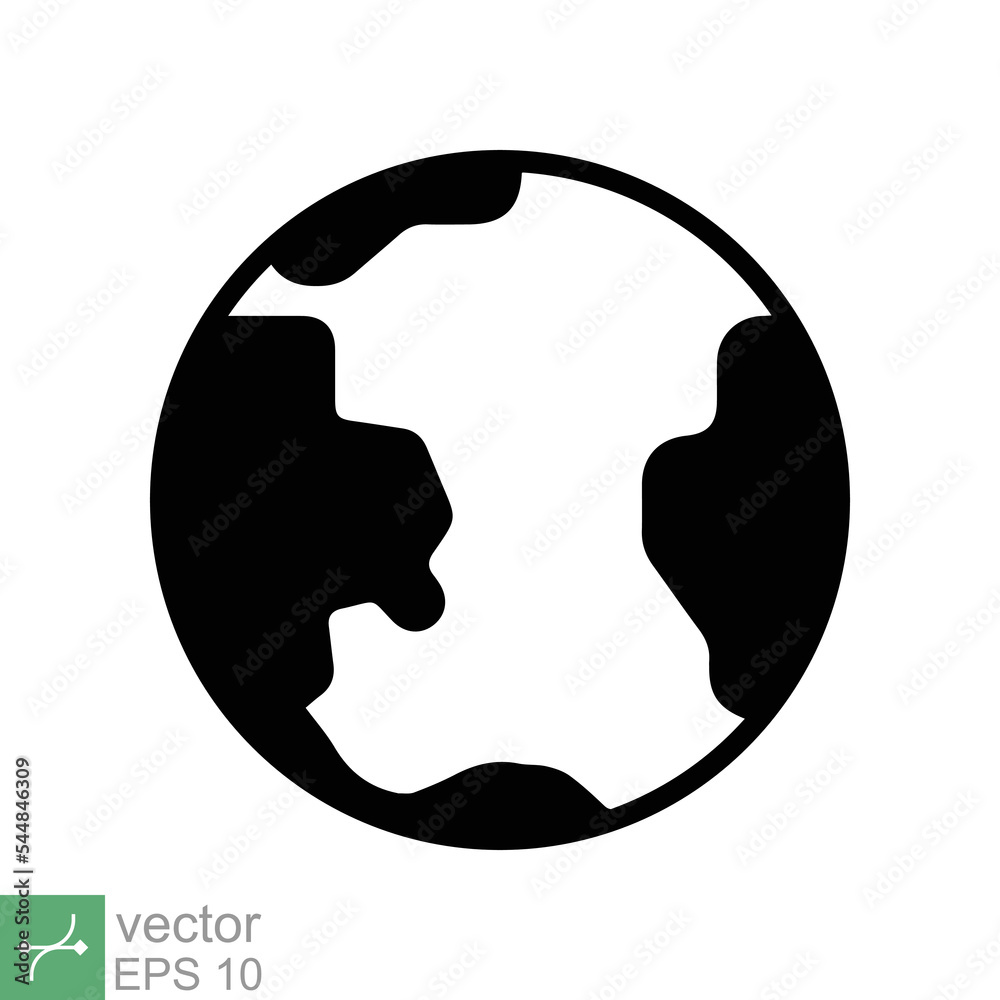 Planet earth icon. Simple flat style. World globe, international, round map, web symbol concept. Vector illustration isolated on white background. EPS 10.