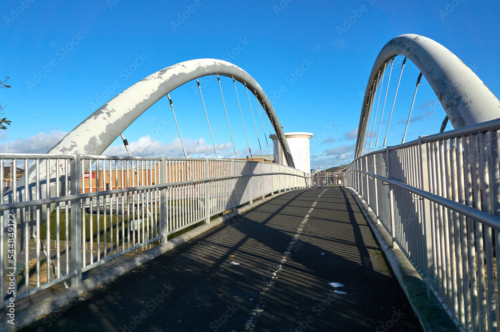 Arched footbridge in Mansfield, Nottinghamshire, UK Arched footbridge in Mansfield, Nottinghamshire, UK