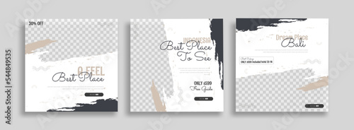creative travel set of social media post template design vector