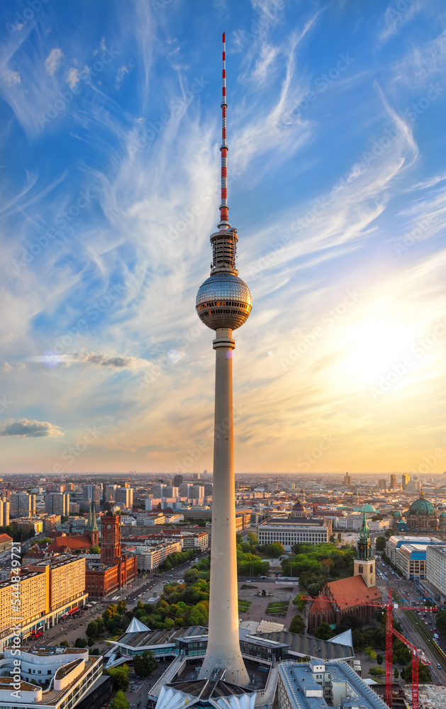 BeBerlin city, wonderful aerial panorama of downtown, Germany