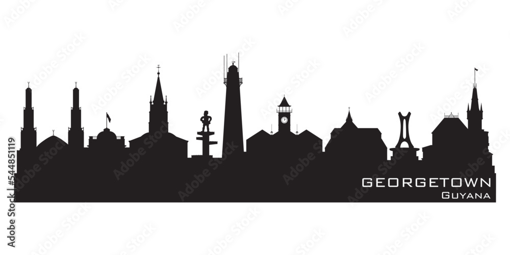 Georgetown Guyana city skyline vector silhouette