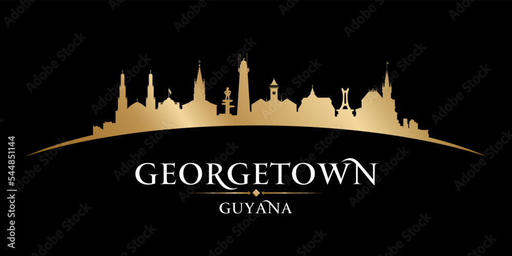 Georgetown Guyana city silhouette black background