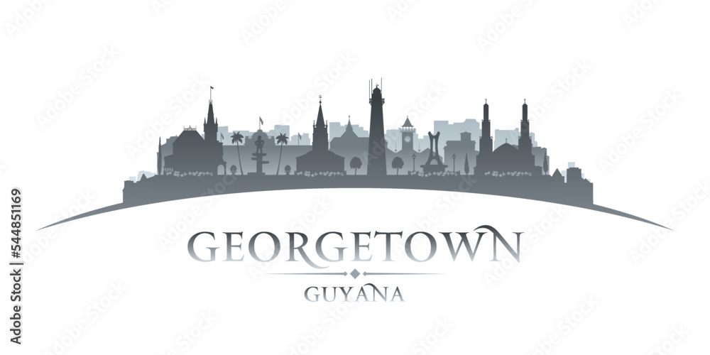 Georgetown Guyana city silhouette white background