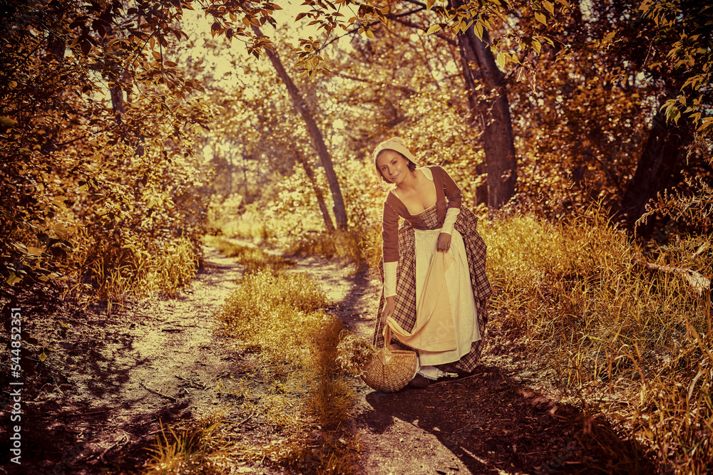 girl walking in forest girl walking in forest