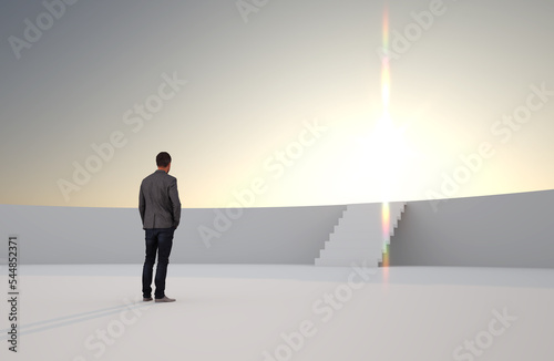 abstract businessman in front of background - 3D Illustration © pixelkorn
