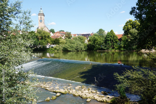 The view of the Neckar river embankment in Nuertingen, Germany photo