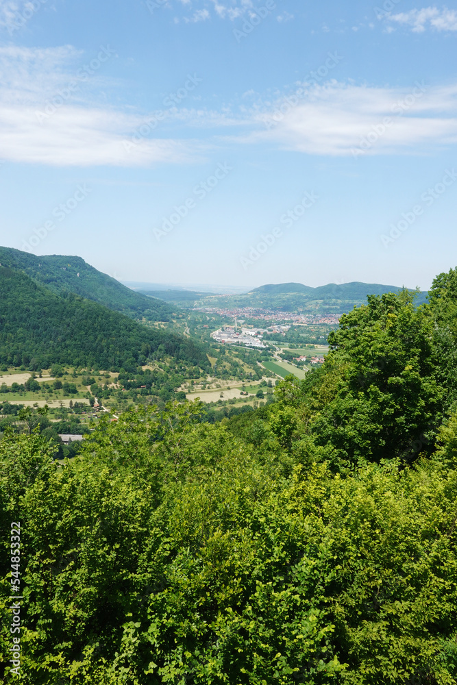 Swabian Alb landscapes, view from Bad Urach castle, Germany
