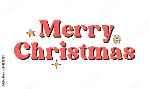 Merry Christmas quote retro groovy typography sublimation SVG on white background