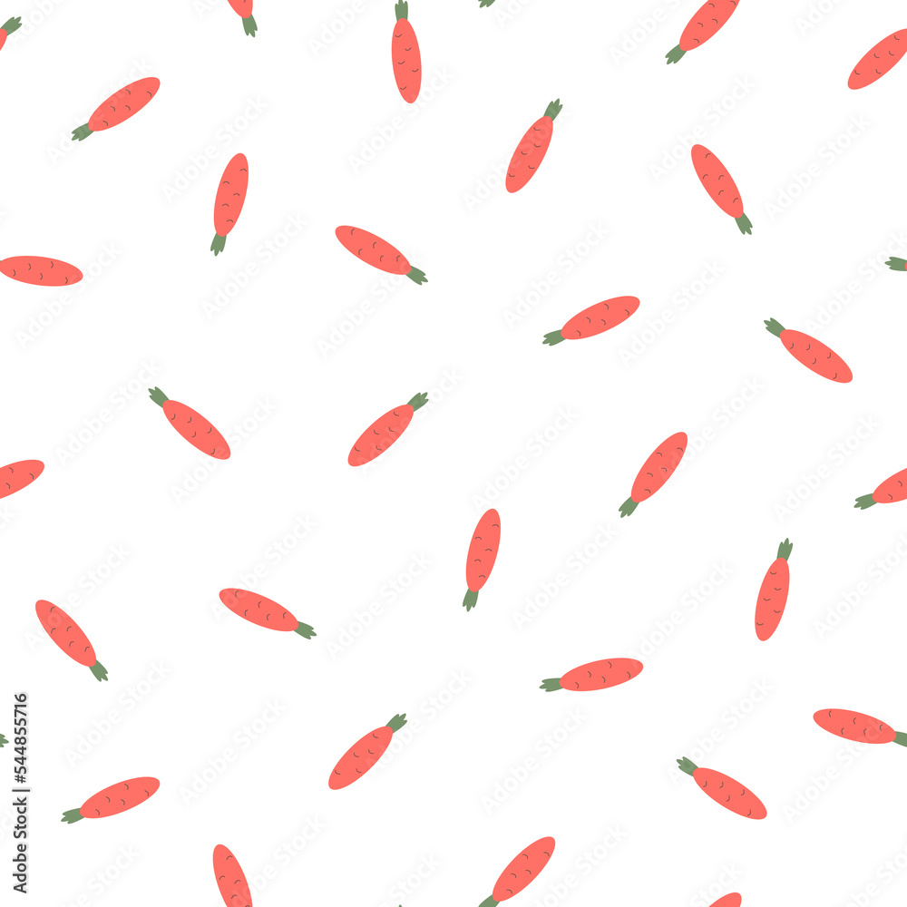 Pattern seamless illustration with small carrots that the hare loves, on a white background. Pattern seamless illustration with small carrots that the hare loves, on a white background.
