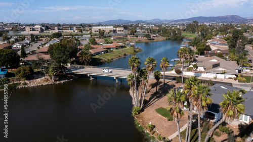 Afternoon view of Lake San Marcos in San Marcos, California, USA.