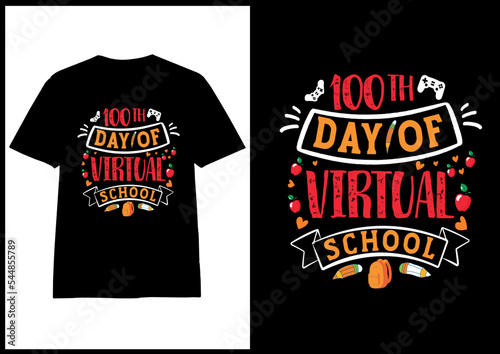  100 th day school typography t shirt design   100 day of school colorful tshirt design vector for print on demand 