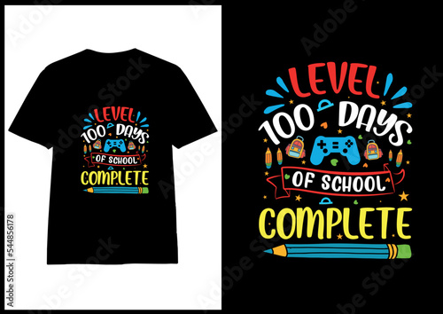  100 th day school typography t shirt design, 100 day of school colorful tshirt design vector for print on demand,