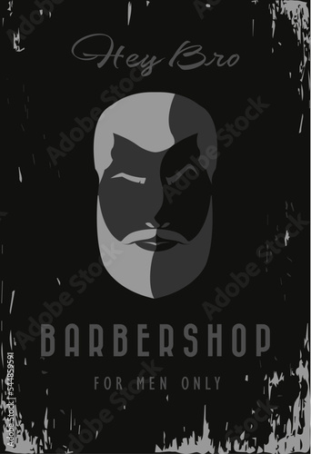 logo for a men's barbershop. Male silhouette on black background