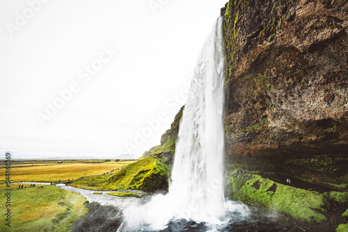 Fototapeta Naklejka Na Ścianę i Meble -  Water falling over the rock formation - Seljalandsfoss, Gljufrabui waterfall