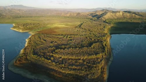 vail lake drone view at sunset photo