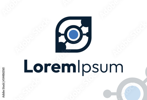 Neuron technology science logo, vector minimal eye branding research creative brand identity template