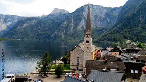  hallstatt   austria  góry  alpy  jezioro  kościół  church © Agnieszka