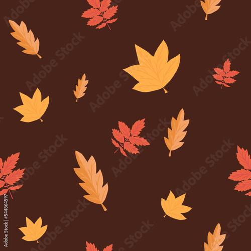 A seamless pattern leaves from different trees