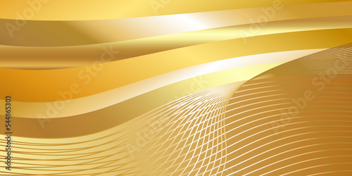 Particle drapery and smooth wave gold background. 3d illustration, 3d rendering.