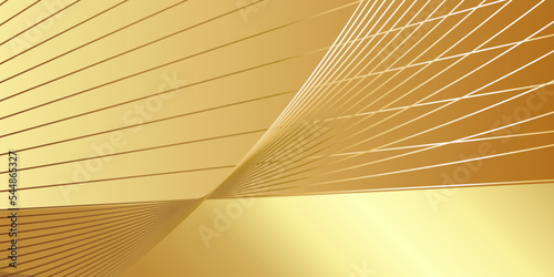 Particle drapery and smooth wave gold background. 3d illustration, 3d rendering.