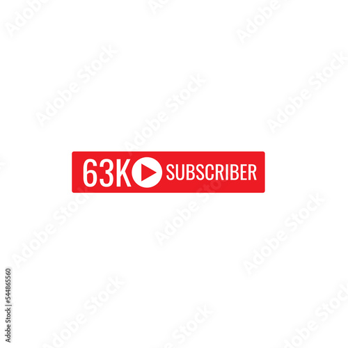 63K subscriber banner art template vector illustration. Ad banner tag for social media.