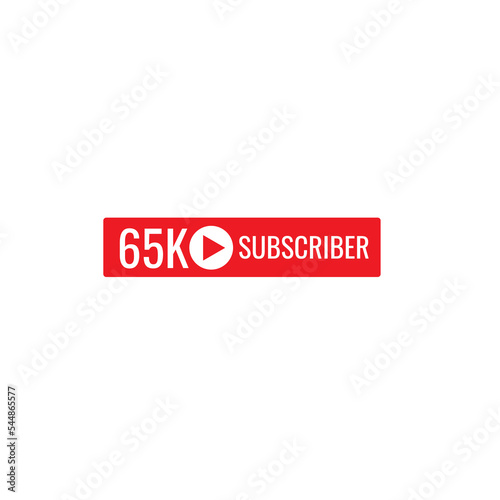 65K subscriber banner art template vector illustration. Ad banner tag for social media.