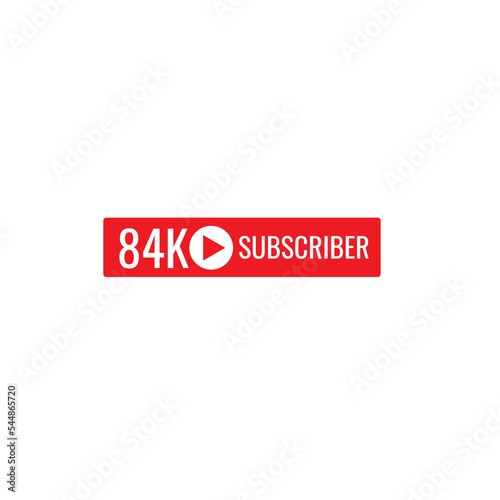 84K subscriber banner art template vector illustration. Ad banner tag for social media.