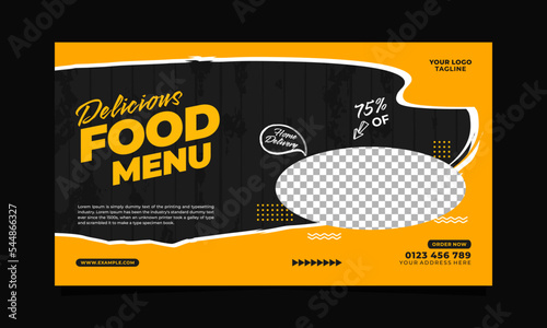 Delicious food menu ad banner or poster template
