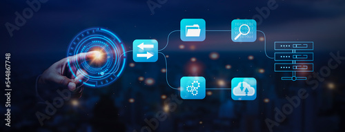 Wallpaper Mural Internet network security concept. Fingerprint scan for secure to unlock personal data. Businessman's touch screen for cybersecurity. Torontodigital.ca