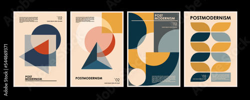 Fotografering Artworks, posters inspired postmodern of vector abstract dynamic symbols with bold geometric shapes, useful for web background, poster art design, magazine front page, hi-tech print, cover artwork