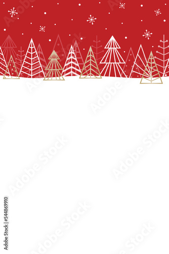 Christmas trees. Design of winter greeting card - template. Vector illustration