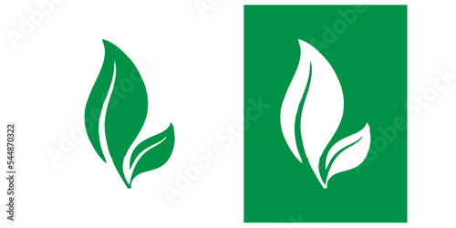 Green leaf icon. Isolated design elements for logos of bio organic, natural and eco-friendly products, cosmetics, pharmacy, medicine, science. Editable leaf vector in EPS10 format photo