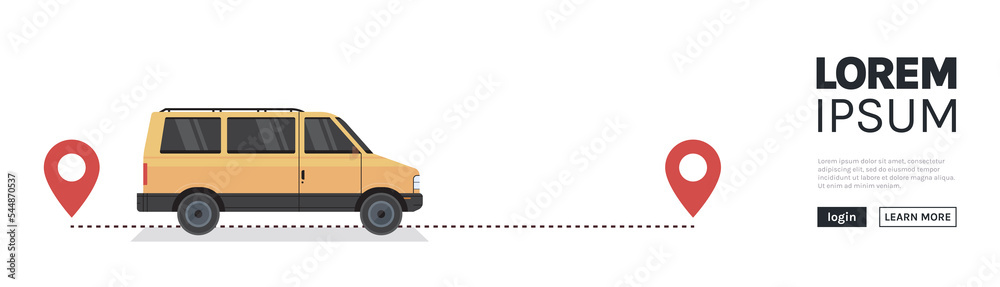 Delivery service and transportation service online order cargo concept horizontal banner flat illustration.
Delivery service and transportation service online order cargo concept horizontal banner flat illustration.