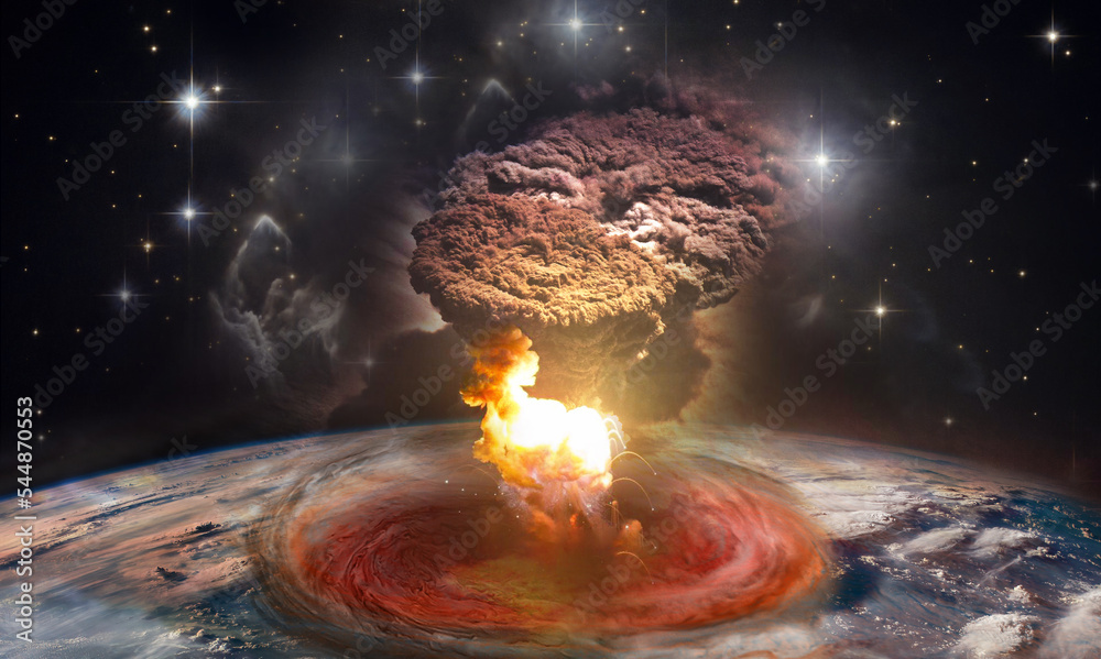 Destruction of the world after atomic explosion. Elements of this image furnished by NASA. - obrazy, fototapety, plakaty 