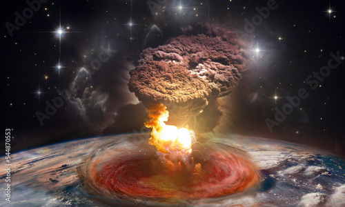 Destruction of the world after atomic explosion. Elements of this image furnished by NASA.